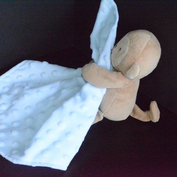 Carters Blue Monkey Minky Lovey Baby Blanket Plush - Picture 6 of 9